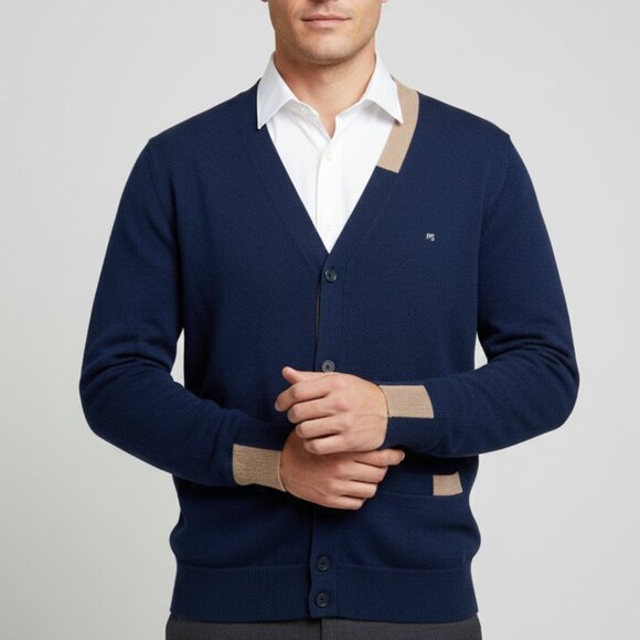 Paul Smith Wool Blend Cardigan Navy Preppy Juniors 16 / Small - Picture 1 of 14